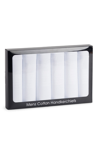 Men’s 6 Pack Plain White Cotton Handkerchiefs