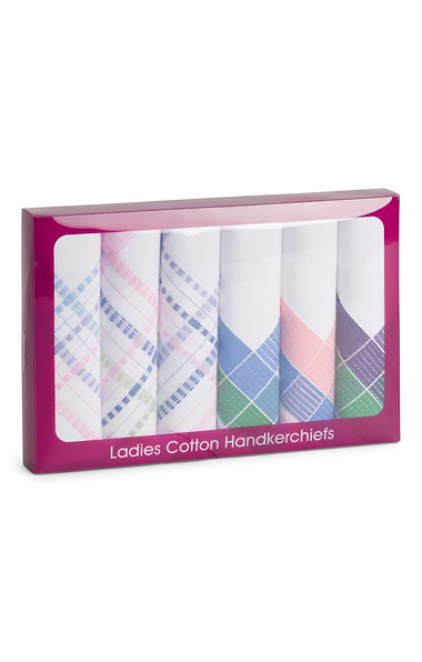 Ladies 6 Pack Coloured Border Handkerchiefs