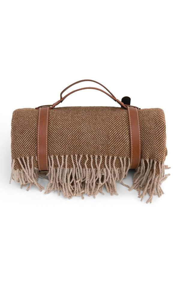 Pure New Wool Rug with Leather Straps