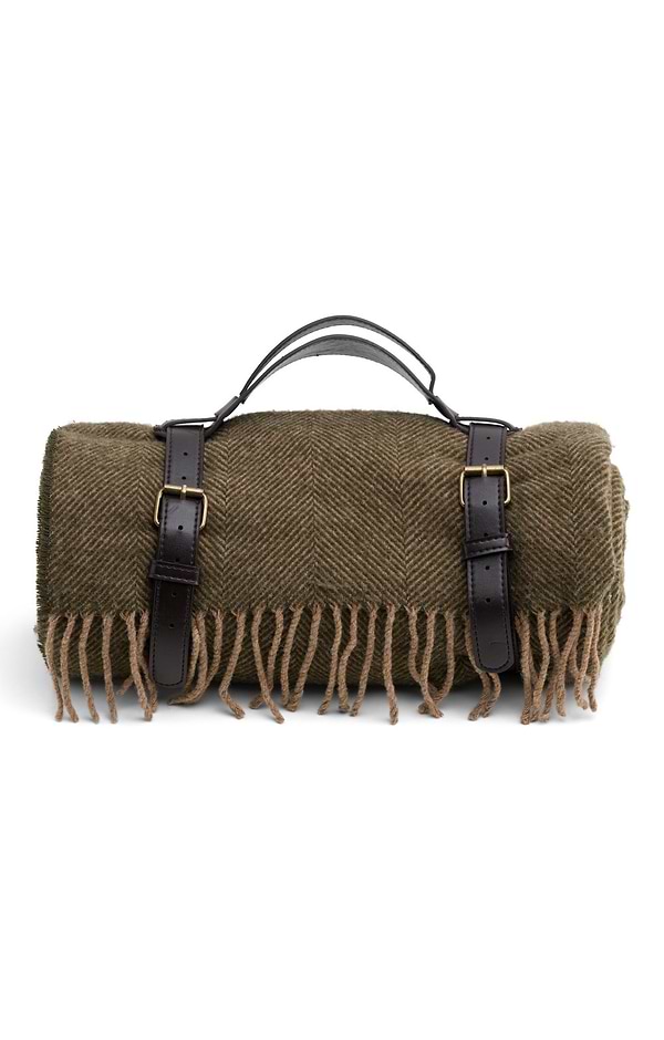Pure New Wool Rug with Leather Straps