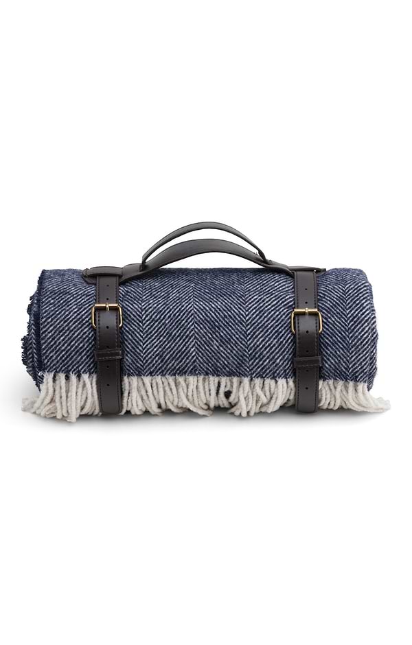 Pure New Wool Rug with Leather Straps