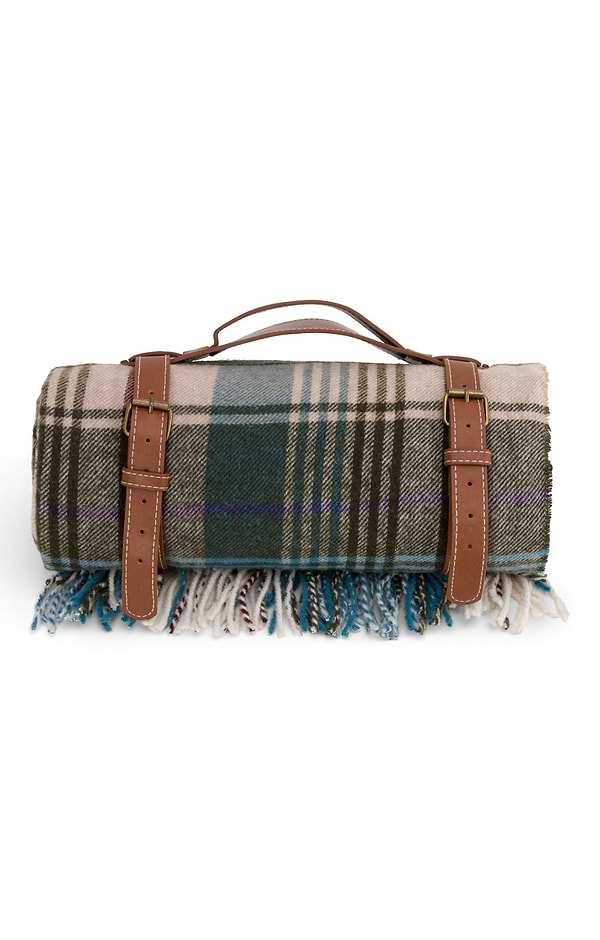Pure New Wool Rug with Leather Straps