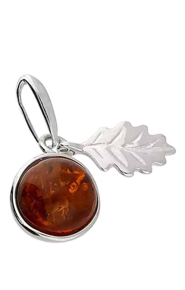 Silver Acorn Leaf Pendant