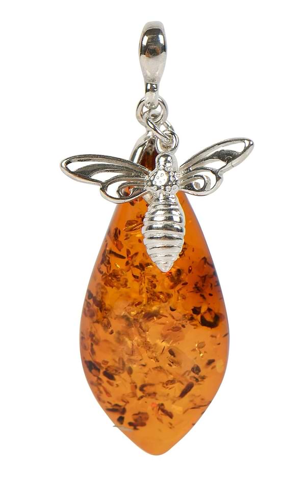 Amber Bee Drop Pendant