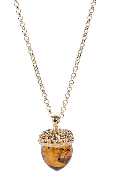 Amber and Gold Acorn Pendant