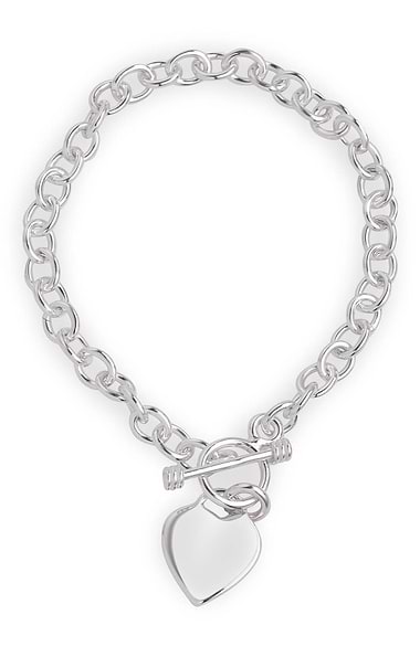Steling Silver Heart Link Bracelet