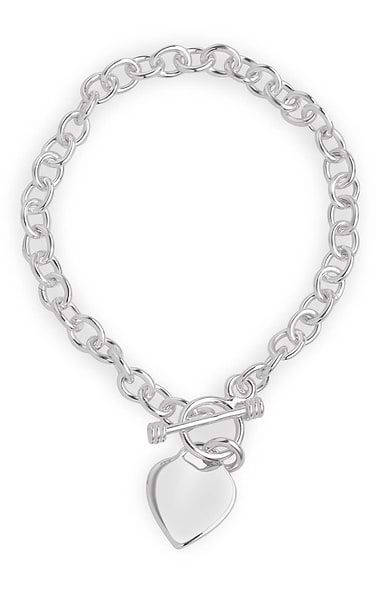 Steling Silver Heart Link Bracelet