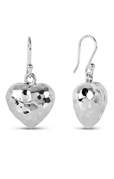 Silver Beaten Heart Earrings