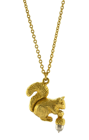 Ladies Alex Monroe Squirrel & Acorn Necklace