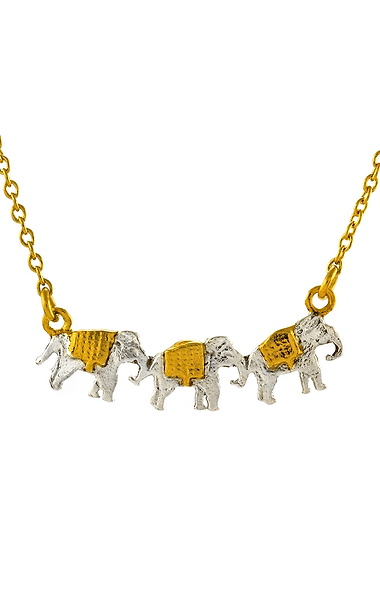 Ladies Alex Monroe Marching Elephants Necklace