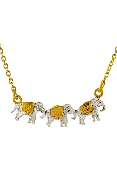 Ladies Alex Monroe Marching Elephants Necklace