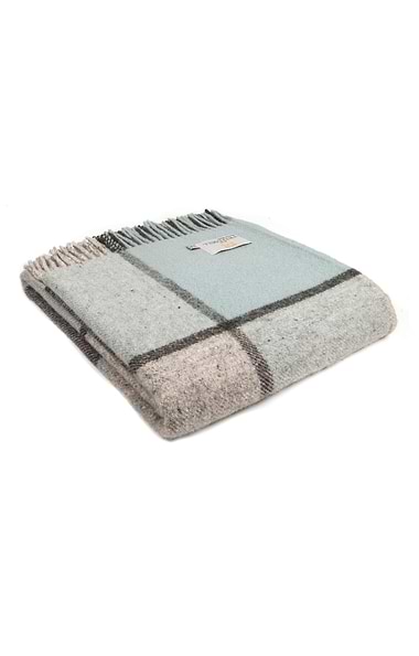 Pure New Wool Block Check Throw