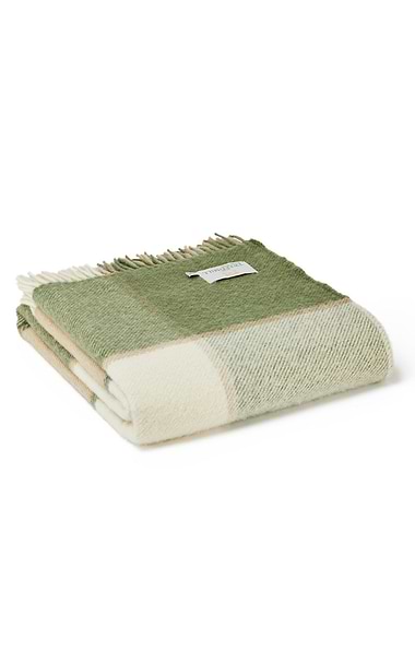 Pure New Wool Block Check Throw