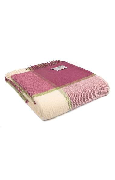 Pure New Wool Block Check Throw