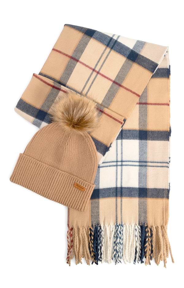 Ladies Barbour Dover Beanie & Scarf Set