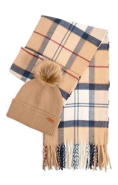 Ladies Barbour Dover Beanie & Scarf Set