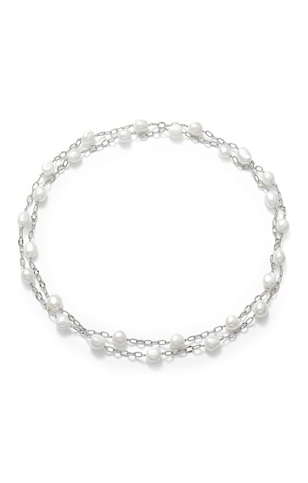 Irregular Pearl Strung Long Necklace