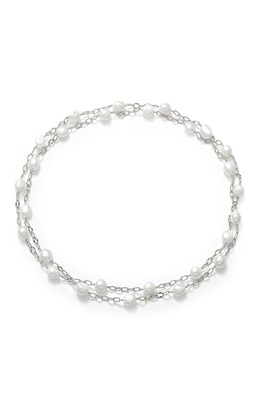 Irregular Pearl Strung Long Necklace