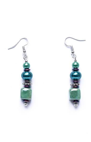 Mishe Amazonite, Hematite & Ceramic Earrings
