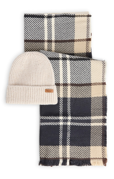 Ladies Barbour Pendle Beanie and Scarf Gift Set