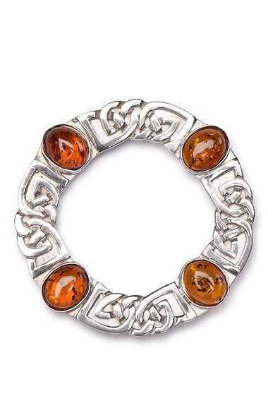 Celtic and Amber Brooch