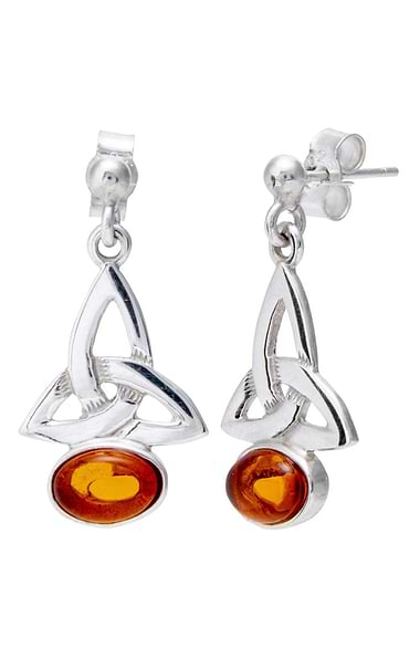 Celtic Amber Drop Earrings