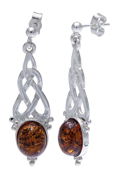 Celtic Amber Drop Earrings