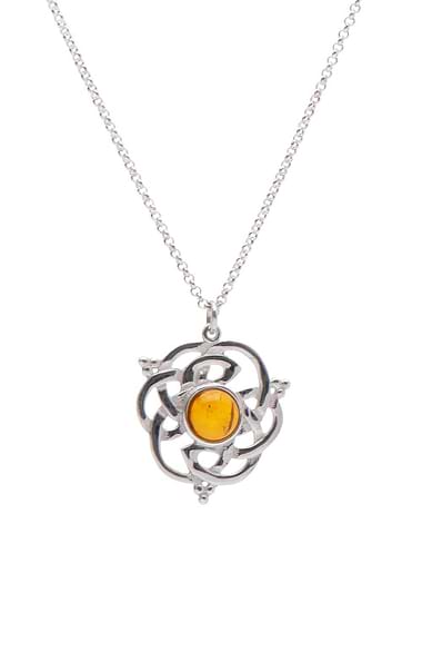 Celtic Round Amber Pendant