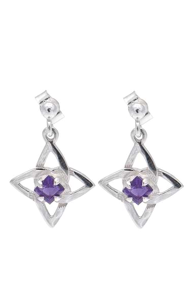 Celtic Drop Amethyst Earrings