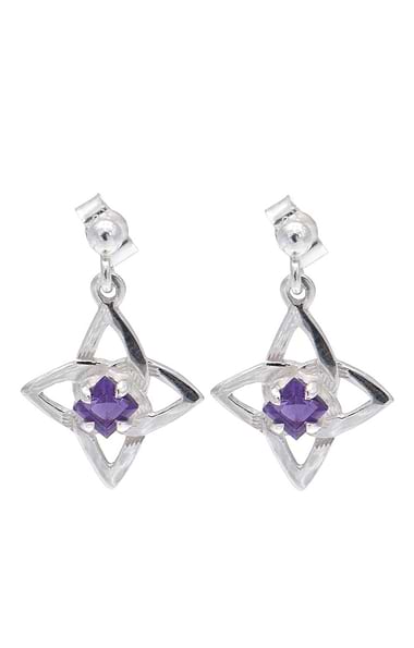 Celtic Drop Amethyst Earrings