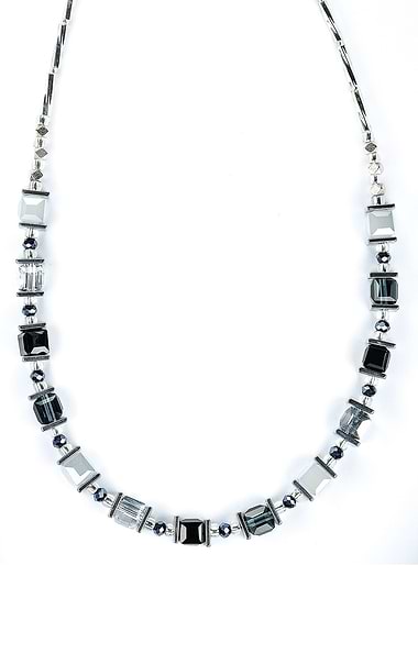 Arran Bay Hematite & Grey Glass Necklace