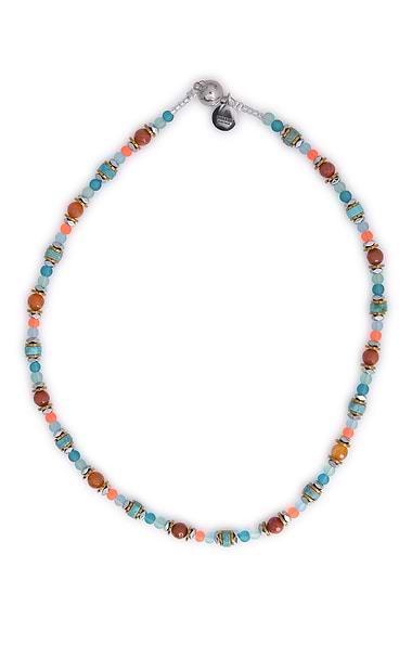 Arran Bay Mixed Frosted Bead Orange Necklace