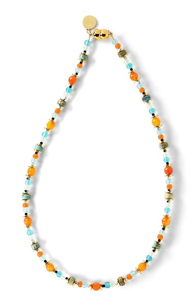 Arran Bay Mixed Frosted Bead Orange Necklace