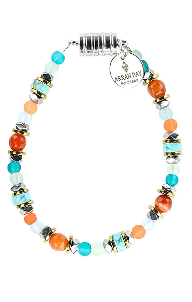 Arran Bay Mixed Frosted Bead Orange Magnetic Clasp Bracelet