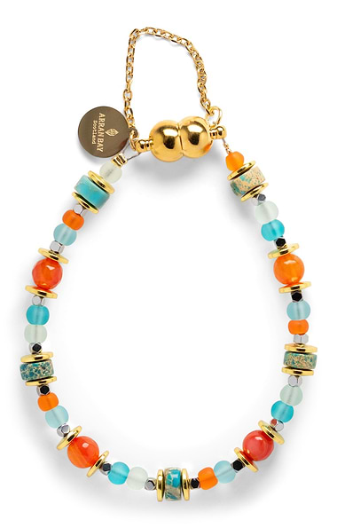 Arran Bay Mixed Frosted Bead Orange Magnetic Clasp Bracelet