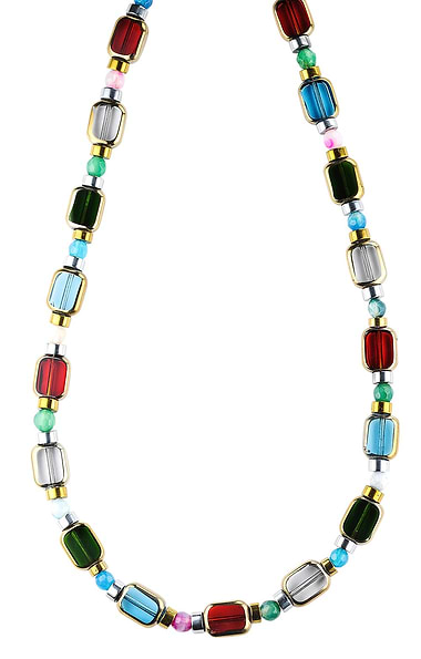 Arran Bay Iris & Multicolour Gold Edge Glass Bead Bracelet