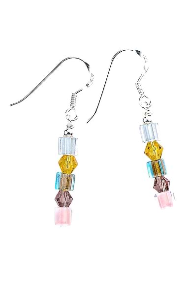 Arran Bay Multicolour Glass Cube Silver Earrings