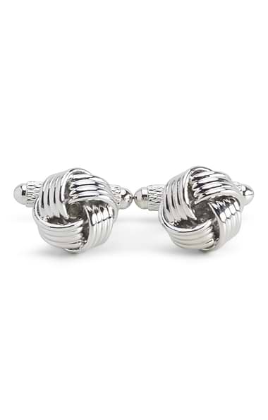 Men's Rhodium-Plated Knot Cufflinks