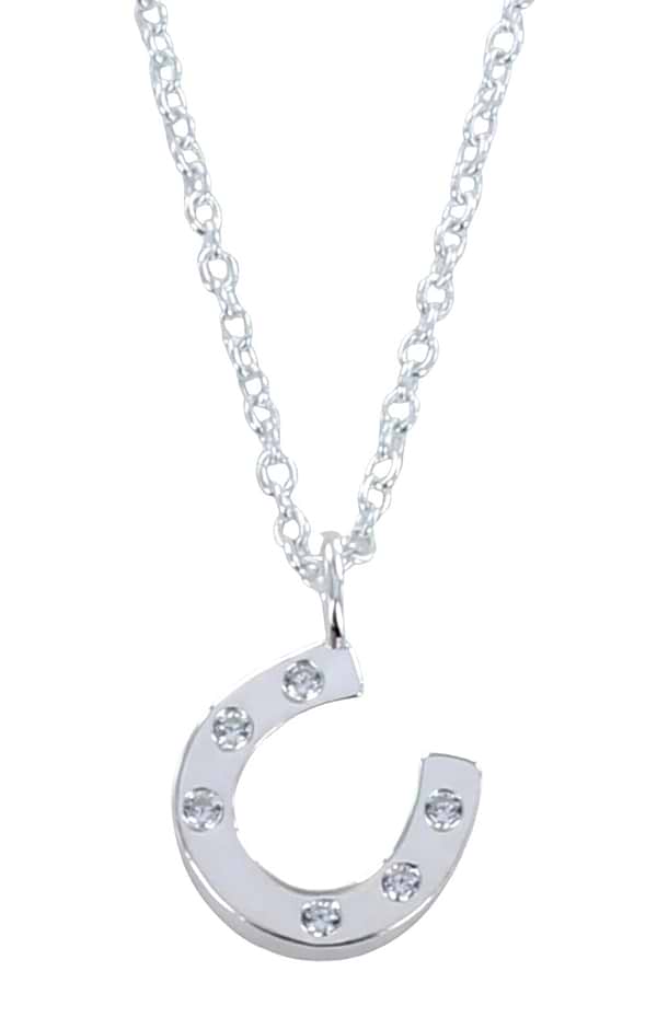 Reeves & Reeves Horseshoe Charm Necklace with Cubic Zirconia Detail