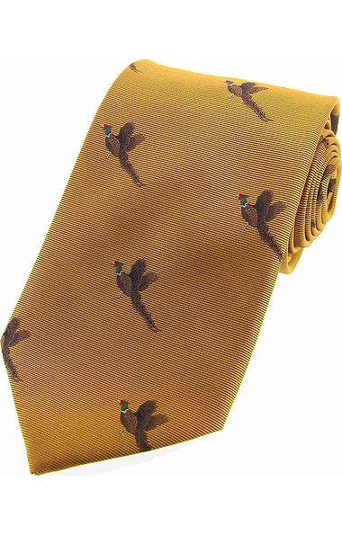 Men's Embroidered Flying Pheasants Silk Tie