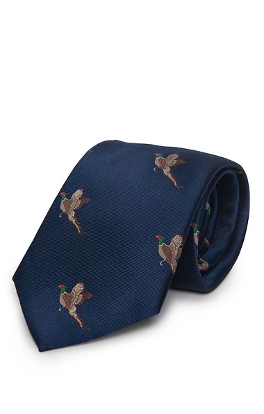 Men's Embroidered Flying Pheasants Silk Tie