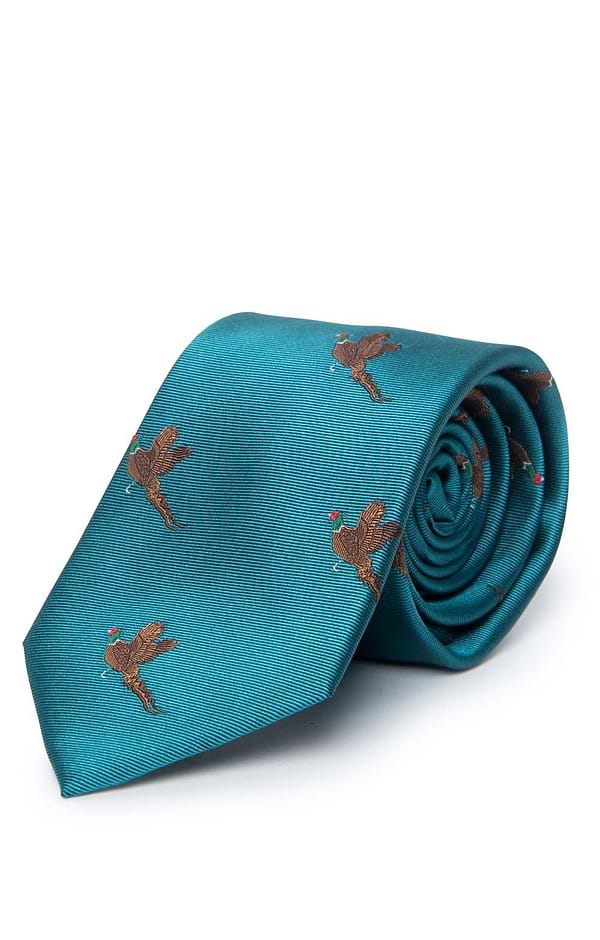 Men's Embroidered Flying Pheasants Silk Tie