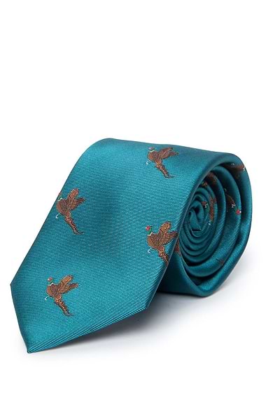 Men's Embroidered Flying Pheasants Silk Tie