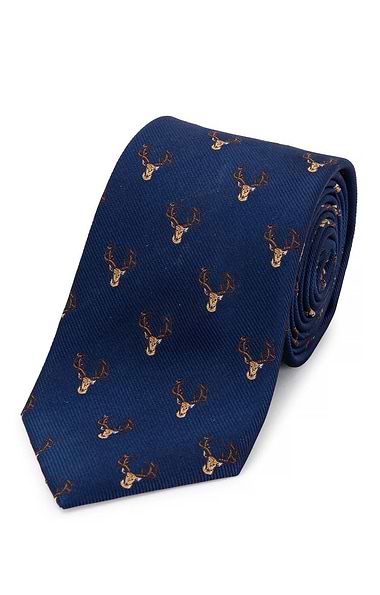 Men's Stags Head Woven Silk Tie