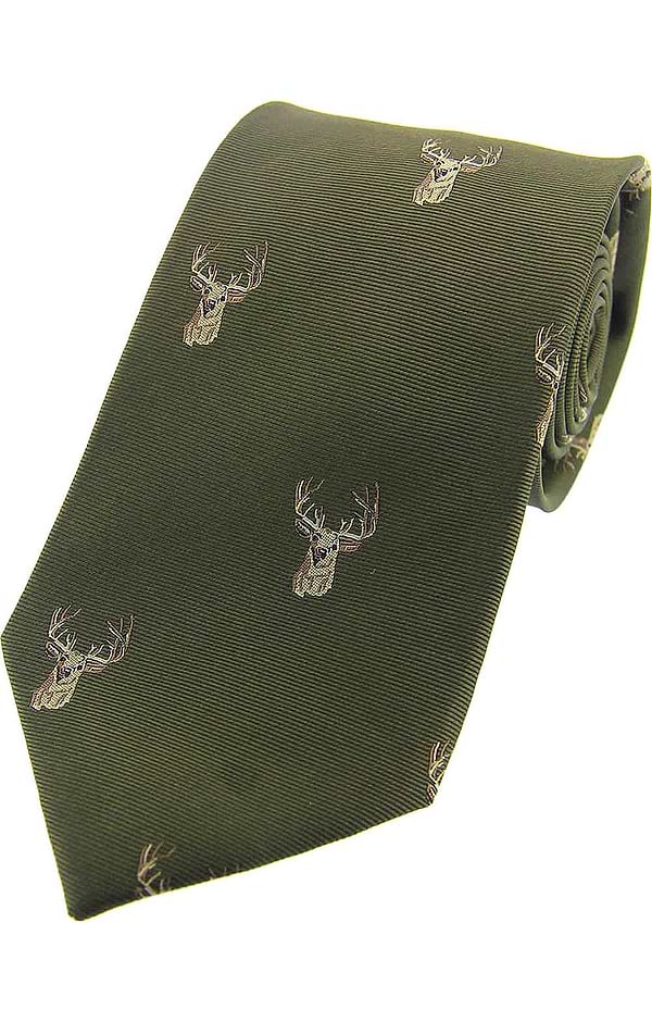 Men's Stag’s Head Woven Silk Tie