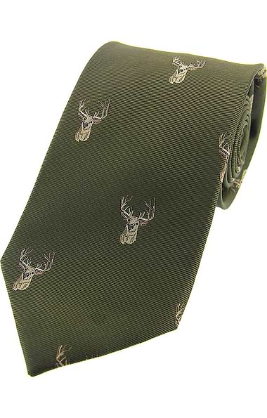 Men's Stag’s Head Woven Silk Tie