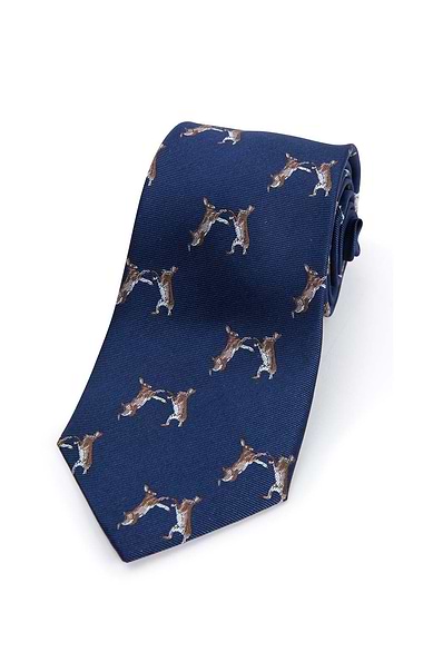 Men's Boxing Hares Woven Silk Tie