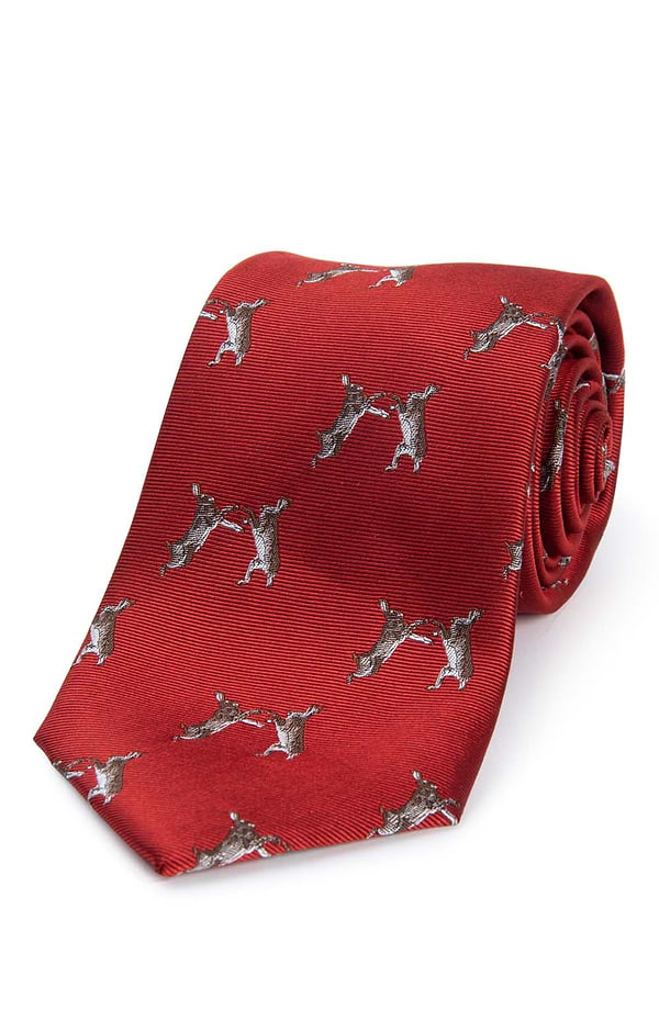 Men's Boxing Hares Woven Silk Tie