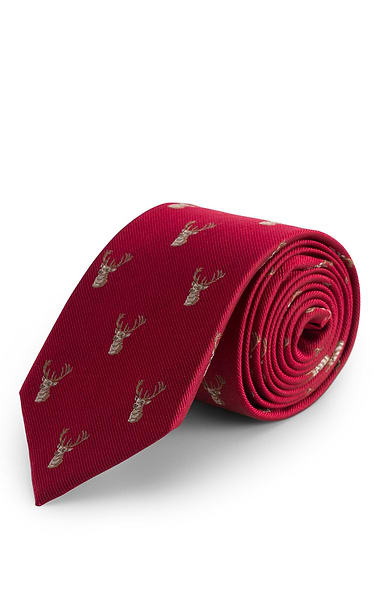 Men's Stag Head Woven Silk Tie