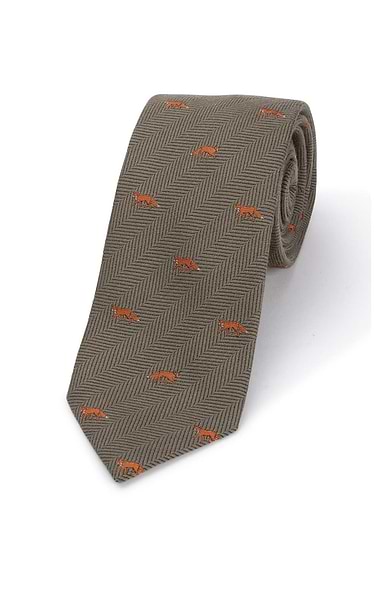 Men's Fox Herringbone Wool Tie